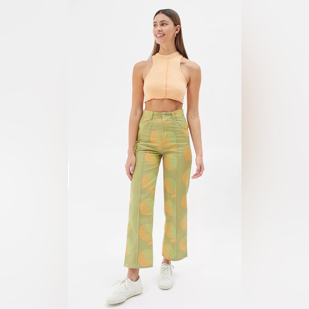 Lisa Says Gah Green Floral Straight-Leg Jeans